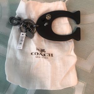 COACH EMBELLISHED LEATHER C BAG CHARM/KEY RING. NEW!! BIG C!!! STYLE# F87112